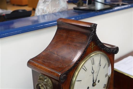 John Charles of Portsea. A Regency brass inset mahogany bracket clock, 18in.